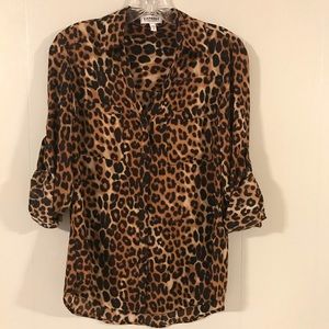 Express Leopard Print Portofino Blouse